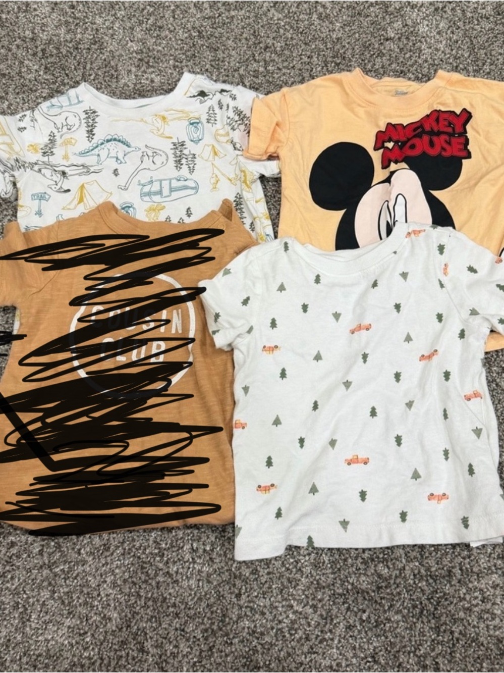 Disney Short Sleeve Kids Tee Pack with Yellow Mickey & Neutral Prints